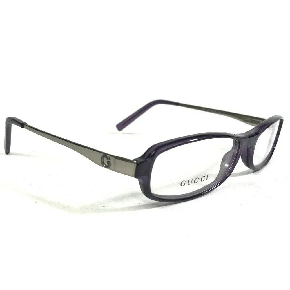 Gucci GG2576 Z4J Eyeglasses Frames Purple Silver Rectangular Full Rim 52-15-130